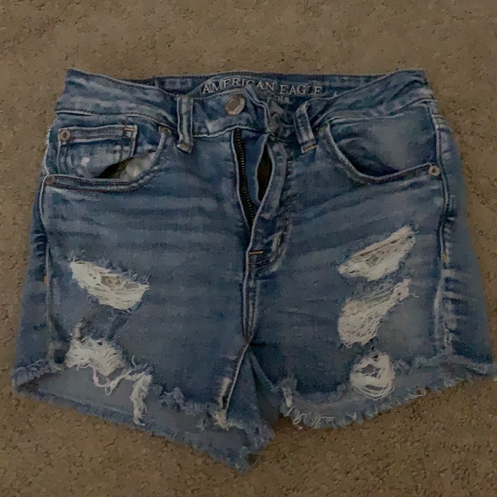 Blue Denim Distressed Shorts